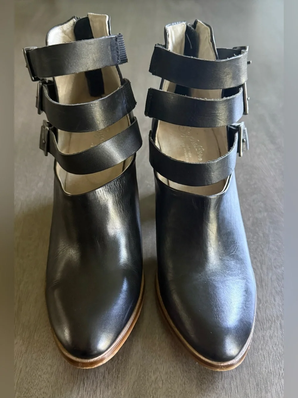 Seychelles Women's Leather 3-Strap Ankle Boots – Black Size 8